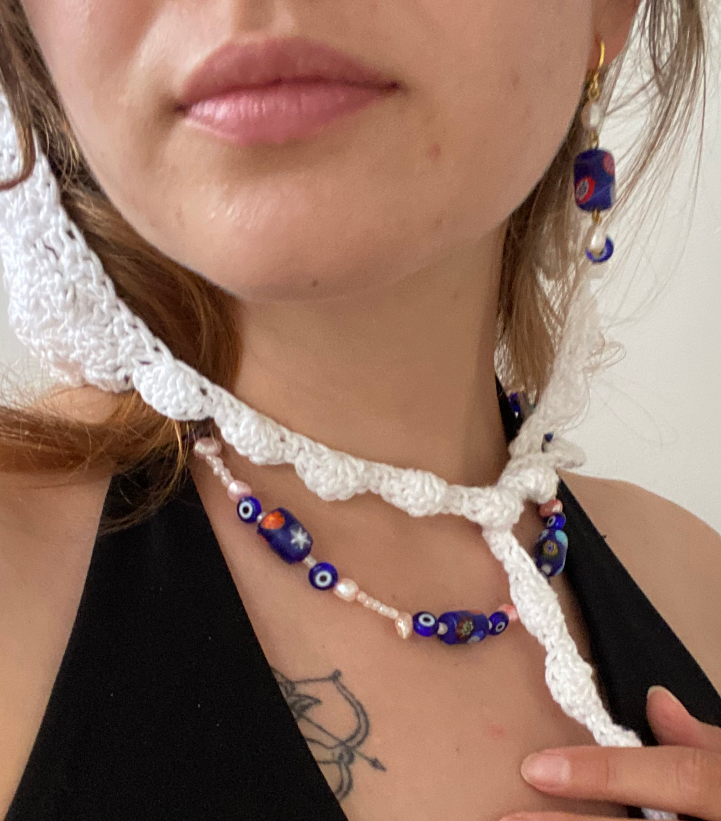 Evil Eye Millefiori Pearl Necklace