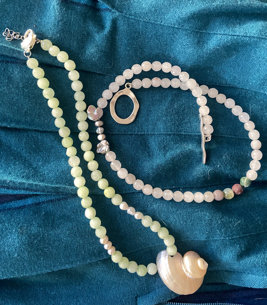 Jade and Pearl Conch Necklace