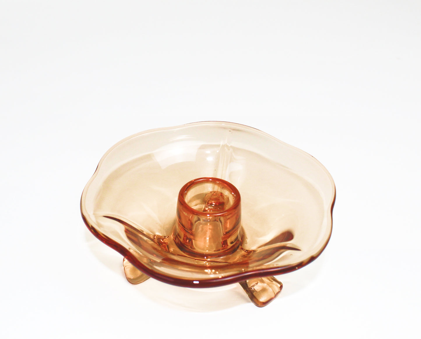 Orange Flower Glass Candle Holder